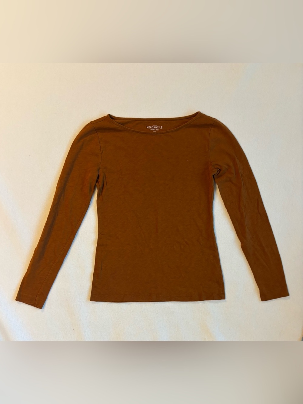 J.Crew burnt orange long sleeve boat neck top - size S